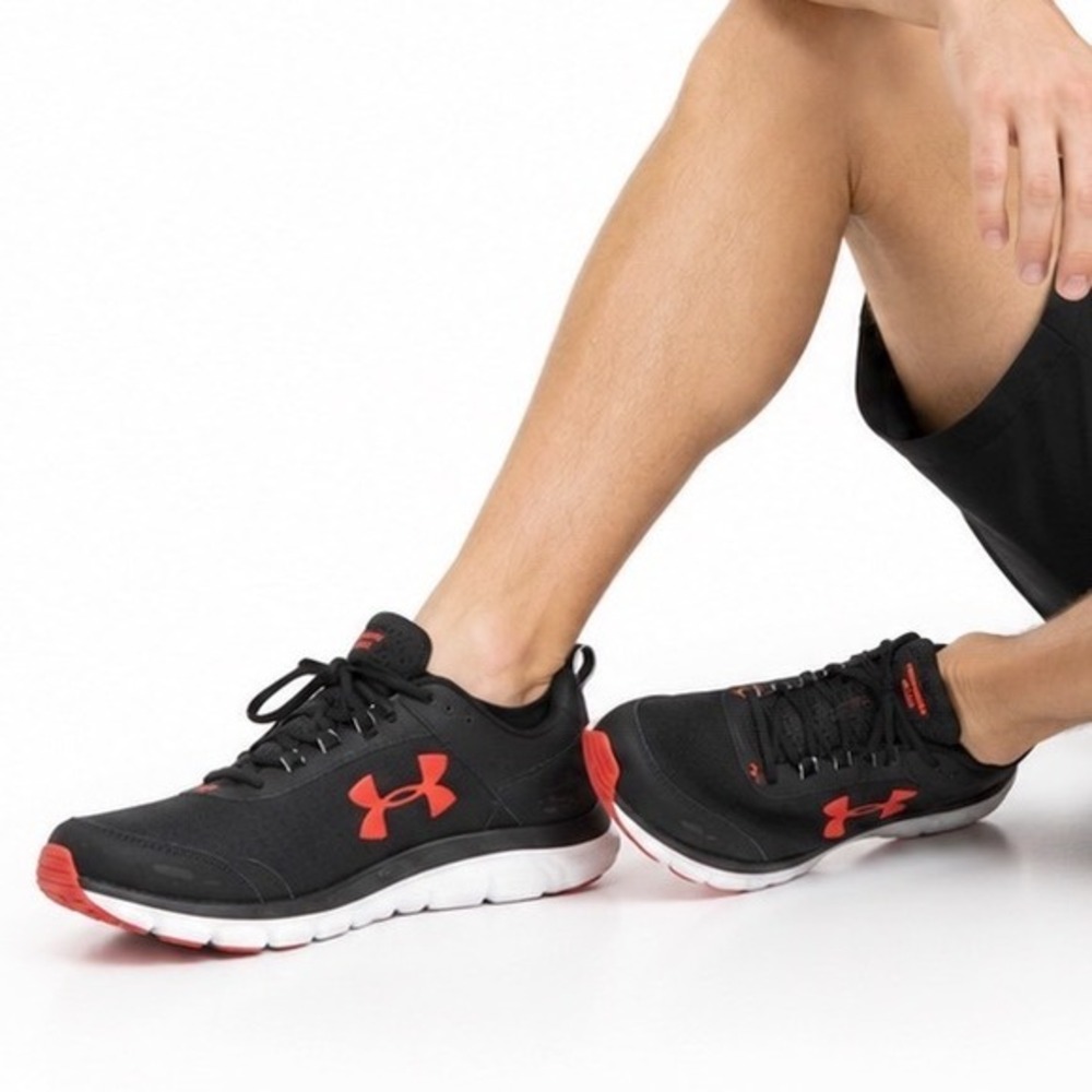 Under Armour Charged Assert 8 Mens Running Shoes Black Red 10.5 Activewear 34-03